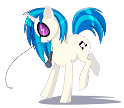 Size: 2074x1800 | Tagged: safe, artist:margony, character:dj pon-3, character:vinyl scratch, species:pony, species:unicorn, cutie mark, female, hooves, horn, mare, microphone, mouth hold, simple background, solo, sunglasses, transparent background