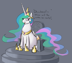Size: 1000x880 | Tagged: safe, artist:calorie, character:princess celestia, belly, big belly, cakelestia, chubbylestia, fat, female, solo, throne