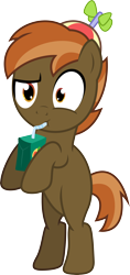 Size: 3000x6332 | Tagged: safe, artist:theshadowstone, character:button mash, species:earth pony, species:pony, bipedal, blank flank, clothing, colt, confused, foal, hat, hooves, juice box, male, propeller hat, simple background, solo, transparent background, vector