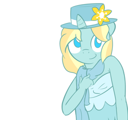 Size: 1280x1205 | Tagged: safe, artist:furrgroup, oc, oc only, oc:shiver snow, species:anthro, anthro oc, clothing, flower, hat, looking at you, scarf, simple background, smiling, solo