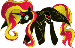 Size: 5000x3167 | Tagged: safe, artist:theshadowstone, character:sunset shimmer, species:alicorn, species:pony, alicornified, female, flying, nightmare sunset shimmer, race swap, shimmercorn, simple background, solo, transparent background, vector