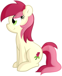 Size: 1386x1699 | Tagged: safe, artist:furrgroup, character:roseluck, species:earth pony, species:pony, female, mare, profile, simple background, sitting, smiling, solo, white background