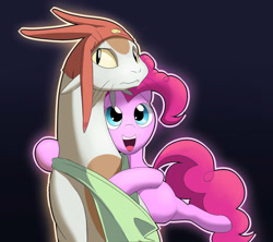 Size: 1991x1765 | Tagged: safe, artist:gsphere, character:pinkie pie, crossover, hug, meow, space dandy