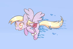 Size: 1500x1000 | Tagged: safe, artist:joycall6, character:derpy hooves, species:pegasus, species:pony, female, flying, mail, mare, saddle bag, solo
