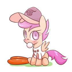 Size: 1200x1200 | Tagged: safe, artist:joycall6, character:scootaloo, species:pegasus, species:pony, ball, baseball, baseball cap, baseball glove, cap, clothing, cute, cutealoo, female, hat, mouth hold, scootaloo will show us games to play, solo