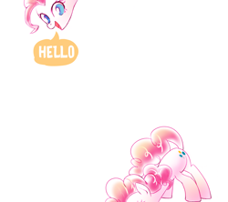 Size: 2880x2560 | Tagged: safe, artist:gashiboka, character:pinkie pie, breaking the fourth wall, female, looking at you, now you're thinking with portals, one word, open mouth, pinkie being pinkie, pinkie logic, smiling, solo