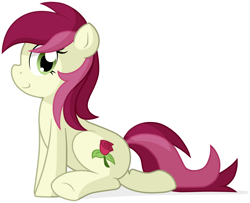 Size: 2810x2280 | Tagged: safe, artist:furrgroup, character:roseluck, cute, female, looking at you, simple background, sitting, smiling, solo, underhoof, white background