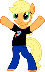 Size: 6272x10005 | Tagged: safe, artist:up1ter, character:applejack, character:rainbow dash, species:pony, absurd resolution, bipedal, clothing, pants, shirt, simple background