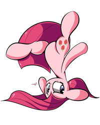 Size: 4000x5000 | Tagged: safe, artist:turtlefarminguy, character:pinkamena diane pie, character:pinkie pie, female, piledriver, simple background, solo, swapped cutie marks, transparent background, upside down