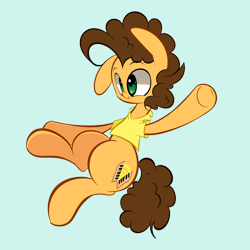 Size: 1280x1280 | Tagged: safe, artist:turtlefarminguy, character:cheese sandwich, species:earth pony, species:pony, blue background, cute, diacheeses, male, simple background, solo, stallion, waving