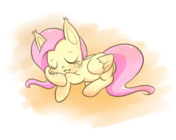 Size: 1500x1200 | Tagged: safe, artist:joycall6, character:fluttershy, behaving like a cat, cat, female, fluttercat, lying down, simple background, sleeping, solo