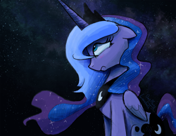 Size: 1400x1089 | Tagged: safe, artist:darkflame75, character:princess luna, species:alicorn, species:pony, lunadoodle, blushing, cute, female, floppy ears, lunabetes, mare, profile, puberty, s1 luna, solo
