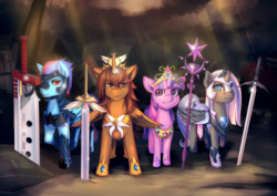 Size: 1400x990 | Tagged: safe, artist:bakki, character:twilight sparkle, character:twilight sparkle (alicorn), oc, self insert, species:alicorn, species:pony, alicorn oc, armor, crown, sword, weapon