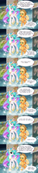 Size: 1200x5400 | Tagged: safe, artist:dstears, edit, character:applejack, character:princess celestia, species:alicorn, species:earth pony, species:pony, g4, bandage, comic, dialogue, eyepatch, princess celestia's special princess making dimension, speech bubble
