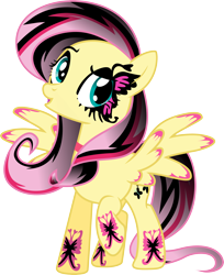 Size: 3000x3677 | Tagged: dead source, safe, artist:theshadowstone, character:fluttershy, species:pegasus, species:pony, alternate hairstyle, emoshy, female, fluttergoth, goth, gothic, gothic fluttershy, high res, mare, ponymania, simple background, solo, tattoo, transparent background
