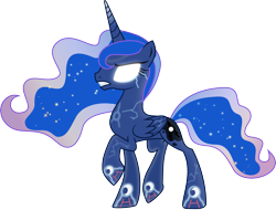Size: 3943x3000 | Tagged: safe, artist:theshadowstone, character:princess luna, species:alicorn, species:pony, angry, blue orb, cracks, crossover, female, frown, glare, glowing eyes, gritted teeth, kyogre, mare, pokémon, pokémon omega ruby and alpha sapphire, possessed, primal kyogre, primal reversion, raised hoof, simple background, solo, transparent background