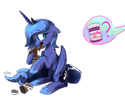 Size: 1400x1089 | Tagged: safe, artist:darkflame75, character:princess luna, chocolate, chocolate addict, chocoluna, female, luna loves chocolate, nutella, pictogram, s1 luna, solo, that pony sure does love chocolate