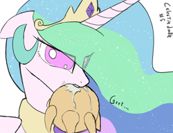 Size: 1280x984 | Tagged: safe, artist:darkflame75, character:princess celestia, biting, celestiadoodle, cute, cutelestia, drool, edible heavenly object, female, floppy ears, glare, growling, mouth hold, nom, sillestia, solo, sun, tangible heavenly object