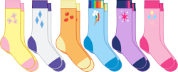 Size: 7783x3129 | Tagged: safe, artist:up1ter, character:applejack, character:fluttershy, character:pinkie pie, character:rainbow dash, character:rarity, character:twilight sparkle, clothing, mane six, simple background, socks, transparent background, vector