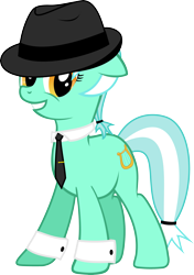 Size: 3075x4376 | Tagged: safe, artist:up1ter, character:lyra heartstrings, clothing, cufflinks, cuffs (clothes), female, hat, necktie, simple background, solo, transparent background, trilby, vector