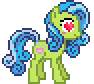 Size: 94x84 | Tagged: safe, artist:botchan-mlp, character:tealove, species:earth pony, species:pony, desktop ponies, animated, female, heart, heart eyes, mare, pixel art, simple background, solo, sprite, transparent background, wingding eyes