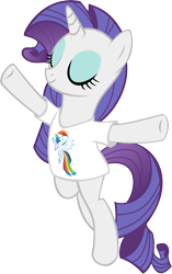 Size: 6270x10011 | Tagged: safe, artist:up1ter, character:rainbow dash, character:rarity, species:pony, ship:raridash, absurd resolution, bipedal, clothing, crush, fan, female, implied crush, implied shipping, lesbian, shipping, shirt, simple background, t-shirt, transparent background, vector