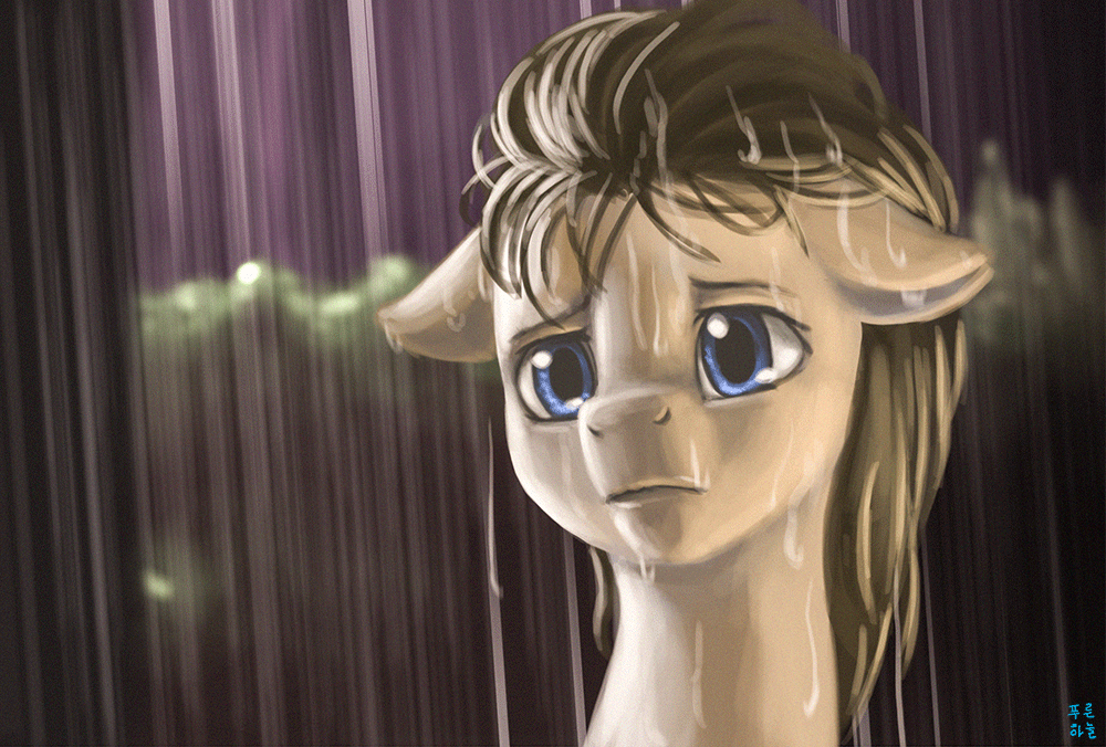 Size: 1000x676 | Tagged: safe, artist:mrs1989, character:doctor whooves, character:time turner, species:pony, animated, david tennant, doctor who, female, floppy ears, male, mare, parody, ponified, rain, reaction image, sad, solo, stallion, tenth doctor, wet mane