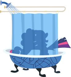 Size: 9209x10000 | Tagged: safe, artist:up1ter, character:pinkie pie, character:twilight sparkle, ship:twinkie, absurd resolution, bathtub, claw foot bathtub, female, kissing, lesbian, shadow, shipping, shower, simple background, tailboner, transparent background, vector