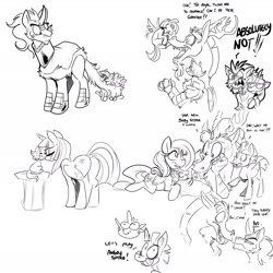 Size: 2200x2200 | Tagged: safe, artist:bluntwhiskey, character:discord, character:fluttershy, character:king sombra, character:twilight sparkle, character:twilight sparkle (alicorn), oc, oc:discord jr., oc:feathermoon, oc:laverna, oc:nightweaver, parent:discord, parent:fluttershy, parent:king sombra, parent:twilight sparkle, parents:discoshy, parents:twibra, species:alicorn, species:pony, ship:discoshy, ship:twibra, dock, female, hybrid, male, mare, offspring, plot, shipping, straight