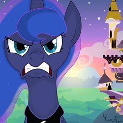 Size: 1000x1000 | Tagged: safe, artist:erockertorres, artist:heedheed, artist:theshadowstone, character:princess luna, :c, >:c, angry, canterlot, female, frown, lullaby for a princess, solo, upset
