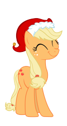 Size: 900x1692 | Tagged: safe, artist:up1ter, character:applejack, christmas, clothing, eyes closed, female, hat, santa hat, simple background, smiling, solo, transparent background, vector