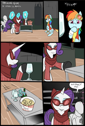Size: 781x1156 | Tagged: safe, artist:metal-kitty, character:rainbow dash, character:rarity, comic:expiration date, comic, crossover, dialogue, expiration date, flower, french fries, grimdark series, gym, hay fries, magic, mannequin, rainbow scout, rarispy, seduce me, suggestive series, team fortress 2