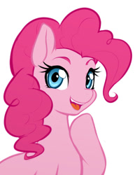 Size: 535x693 | Tagged: safe, artist:scorpdk, character:pinkie pie, species:earth pony, species:pony, female, looking at you, mare, open mouth, simple background, smiling, solo, white background