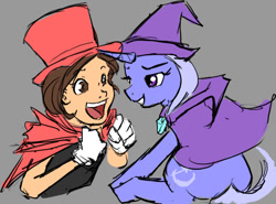 Size: 778x576 | Tagged: safe, artist:moronsonofboron, character:trixie, species:human, ace attorney, crossover, trucy wright, young
