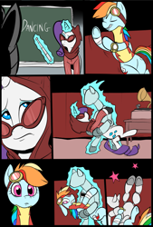 Size: 781x1156 | Tagged: safe, artist:metal-kitty, character:rainbow dash, character:rarity, comic:expiration date, comic, crossover, dancing, expiration date, fail, grimdark series, magic, mannequin, rainbow scout, rarispy, scene interpretation, scout, spy, suggestive series, team fortress 2