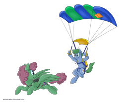 Size: 1200x989 | Tagged: safe, artist:spainfischer, oc, oc only, oc:software patch, oc:windcatcher, flying, parachute, simple background, skydiving, transparent background, windpatch