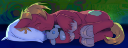 Size: 1280x483 | Tagged: safe, artist:gsphere, character:big mcintosh, character:smarty pants, species:earth pony, species:pony, crying, cute, macabetes, male, sad, sadorable, sleeping, sleeping macintosh daily, solo, stallion, underhoof