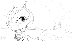Size: 1280x720 | Tagged: safe, artist:darkflame75, character:princess luna, lunadoodle, astronaut, female, rocket, sketch, solo, space, space suit, spaceship