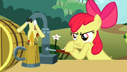 Size: 640x360 | Tagged: safe, artist:capnpea, edit, edited screencap, screencap, character:apple bloom, character:flam, apple cider (drink), fimbriae, super speedy cider squeezy 6000, wat