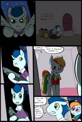 Size: 781x1156 | Tagged: safe, artist:metal-kitty, character:rainbow dash, character:soarin', comic:expiration date, ship:soarindash, comic, crossover, expiration date, female, grimdark series, gun, male, misspelling, mr soarin', rainbow scout, shipping, straight, suggestive series, team fortress 2