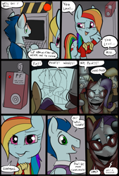 Size: 781x1156 | Tagged: safe, artist:metal-kitty, character:applejack, character:derpy hooves, character:rainbow dash, character:rarity, character:soarin', species:pegasus, species:pony, comic:expiration date, ship:soarindash, comic, crossover, demo jack, derpy soldier, expiration date, female, grimdark series, male, mare, mr soarin', rainbow scout, rarispy, shipping, straight, suggestive series, team fortress 2
