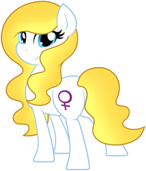 Size: 2407x2830 | Tagged: safe, artist:furrgroup, oc, oc only, oc:venus, 3/4 view, female symbol, looking at you, planet, ponified, simple background, solo, white background