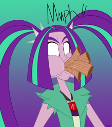 Size: 2250x2550 | Tagged: safe, artist:mofetafrombrooklyn, character:aria blaze, my little pony:equestria girls, churros, female, food, gentlemen, solo
