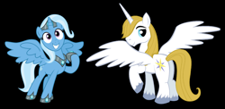 Size: 2256x1104 | Tagged: safe, artist:pegasisxd, artist:theshadowstone, character:prince blueblood, character:trixie, species:alicorn, species:pony, ship:bluetrix, bluecorn, female, male, race swap, shipping, straight, trixiecorn
