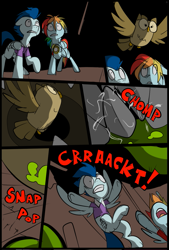 Size: 781x1156 | Tagged: safe, artist:metal-kitty, character:owlowiscious, character:rainbow dash, character:soarin', comic:expiration date, bread monster, comic, crossover, expiration date, grimdark series, mr soarin', rainbow scout, suggestive series, team fortress 2