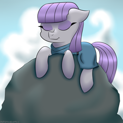 Size: 1280x1280 | Tagged: safe, artist:notenoughapples, character:maud pie, cute, female, maudabetes, rock, sleeping, solo