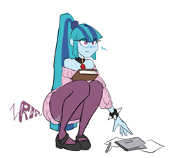 Size: 1199x1094 | Tagged: safe, artist:moronsonofboron, character:sonata dusk, my little pony:equestria girls, female, ripped stockings, simple background, solo, sonata donk, the ass was fat, wardrobe malfunction, white background