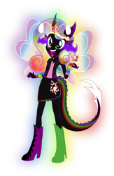 Size: 3258x5000 | Tagged: safe, artist:theshadowstone, oc, oc only, oc:princess changeling rainbow magic pants, my little pony:equestria girls, augmented tail, donut steel, equestria girls-ified, intentionally bad, quality, solo, stylistic suck