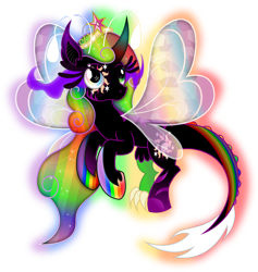 Size: 3000x3171 | Tagged: dead source, safe, artist:theshadowstone, oc, oc only, oc:princess changeling rainbow magic pants, species:draconequus, big crown thingy, curved horn, donut steel, draconequus oc, ethereal mane, horseshoes, jewelry, joke oc, leonine tail, mary sue, original species, regalia, simple background, solo, sombra eyes, transparent background, vector