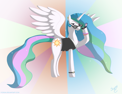 Size: 6032x4632 | Tagged: safe, artist:skipsy, character:princess celestia, species:alicorn, species:pony, abstract background, absurd resolution, business, business suit, businessmare, cellphone, clothing, ear piercing, earring, female, jewelry, phone, piercing, solo, suit, sunglasses, watch